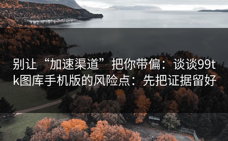 别让“加速渠道”把你带偏：谈谈99tk图库手机版的风险点：先把证据留好